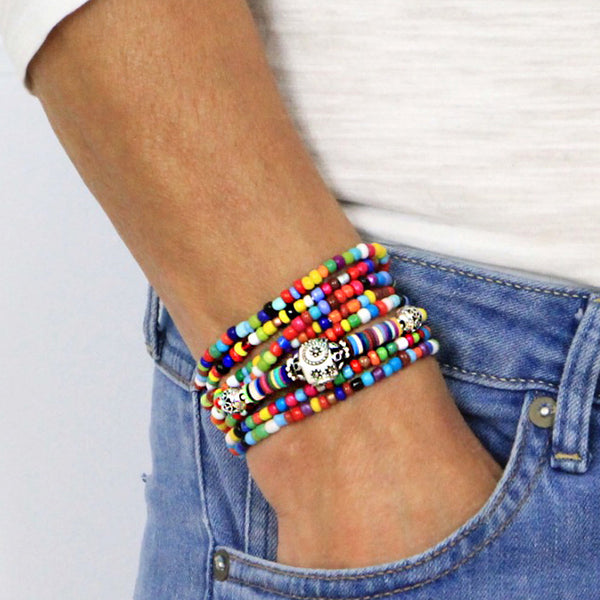 Wrap Bracelet and Necklace Combination Bohemian Multicoloured Bead Jewelry