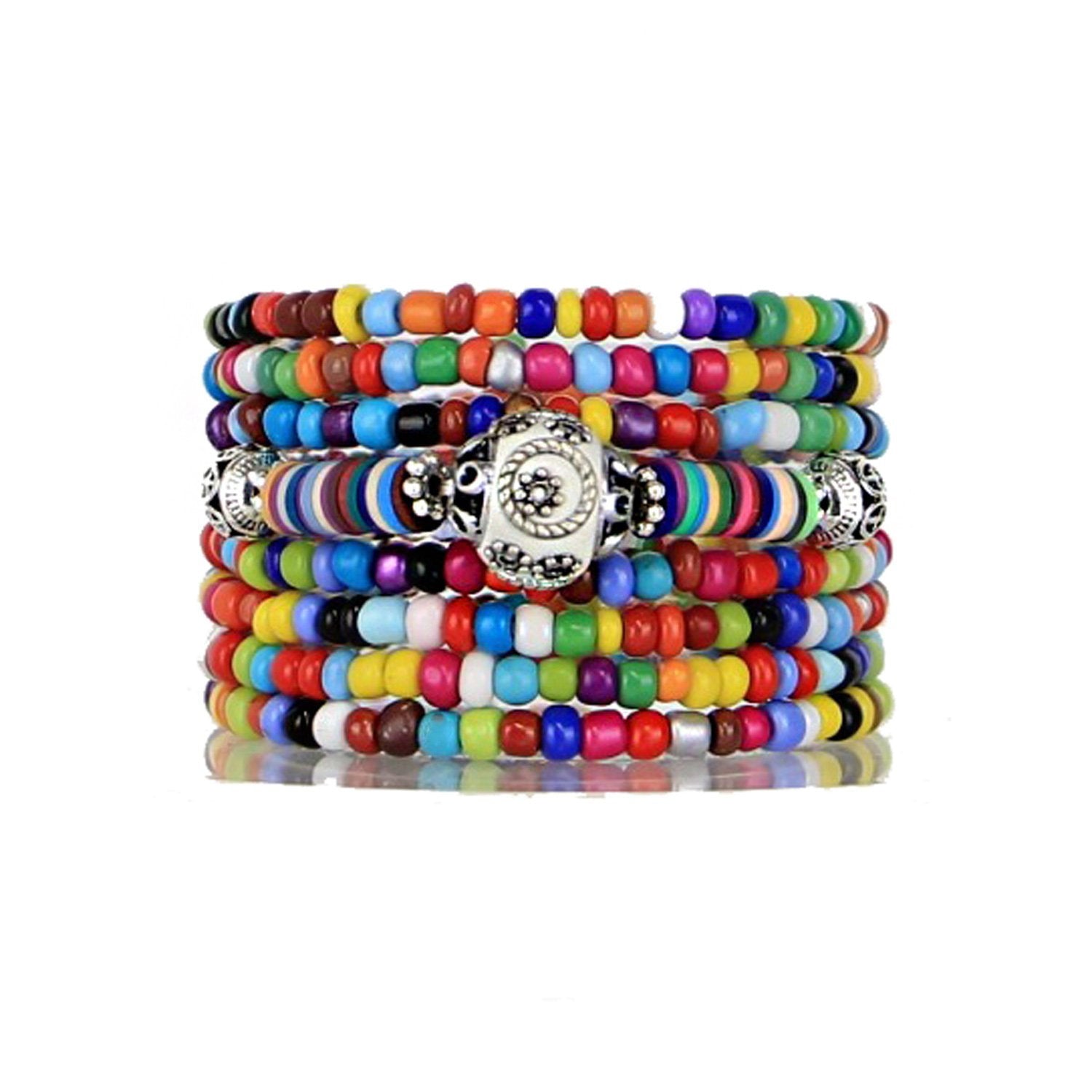 Wrap Bracelet and Necklace Combination Bohemian Multicoloured Bead Jewelry